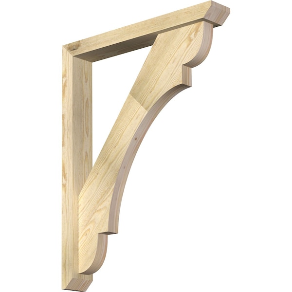 Ekena Millwork Olympic Slat Rough Sawn Bracket w/ Offset Brace, Douglas Fir, 4"W x 26"D x 34"H BKT0402X26X34OLY06RDF - main